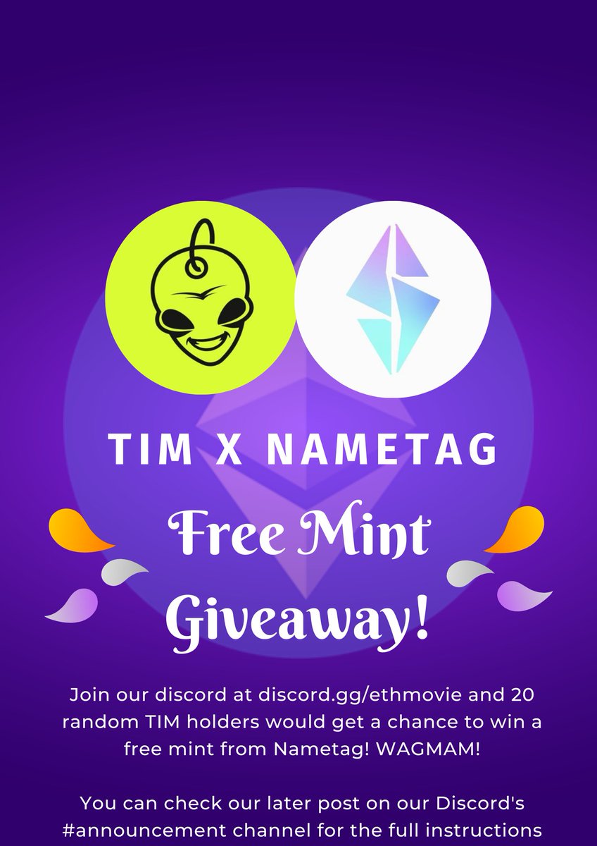 ETHMovie's tweet photo. We will also have 2 random winners of the @nametagtweets free mint from the users that will retweet this post! #WAGMAM

Winners will be announced on April 1, 2022, at 8pm UTC https://t.co/XEkES4CcqG