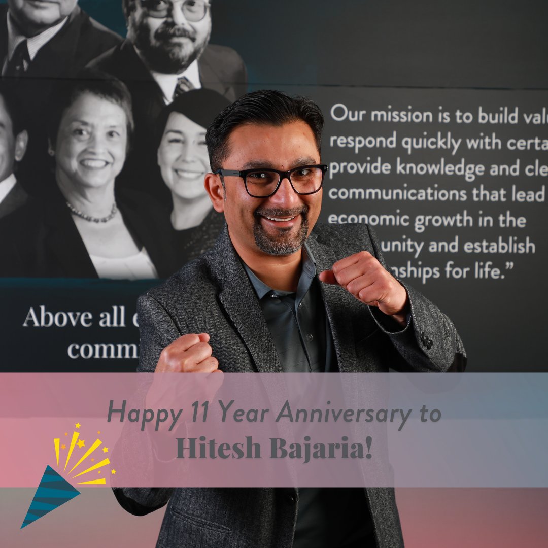 Happy 11 Year Anniversary to our Regional VP Hitesh Bajaria, CCIM ! Thank you for your hard work and dedication all these years. We appreciate all that you do. We're looking forward to the next 11 years!