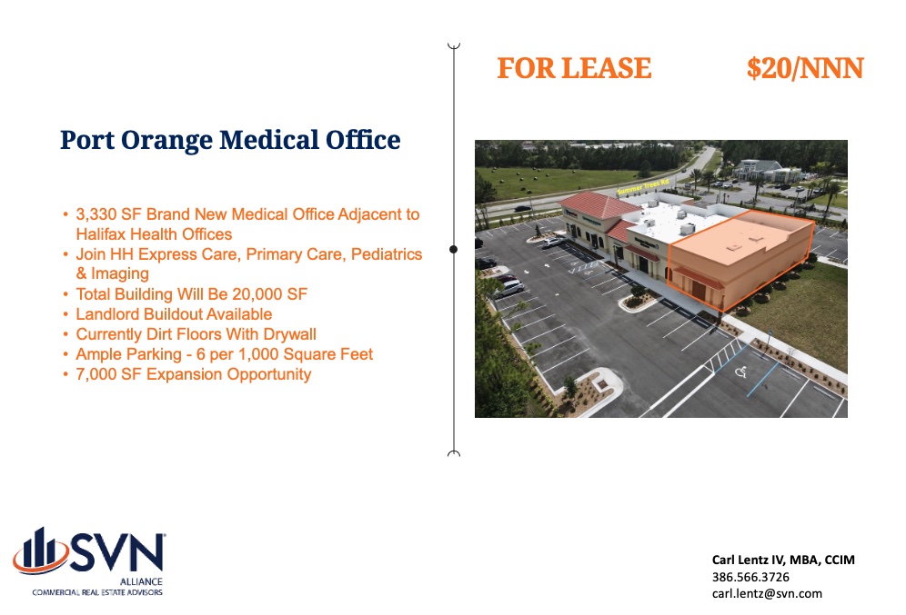 SVNAlliance's tweet photo. FOR LEASE - 
3,330 SF Port Orange Medical Office!
#forlease #office #medical #portorange https://t.co/KelGySKHpL
