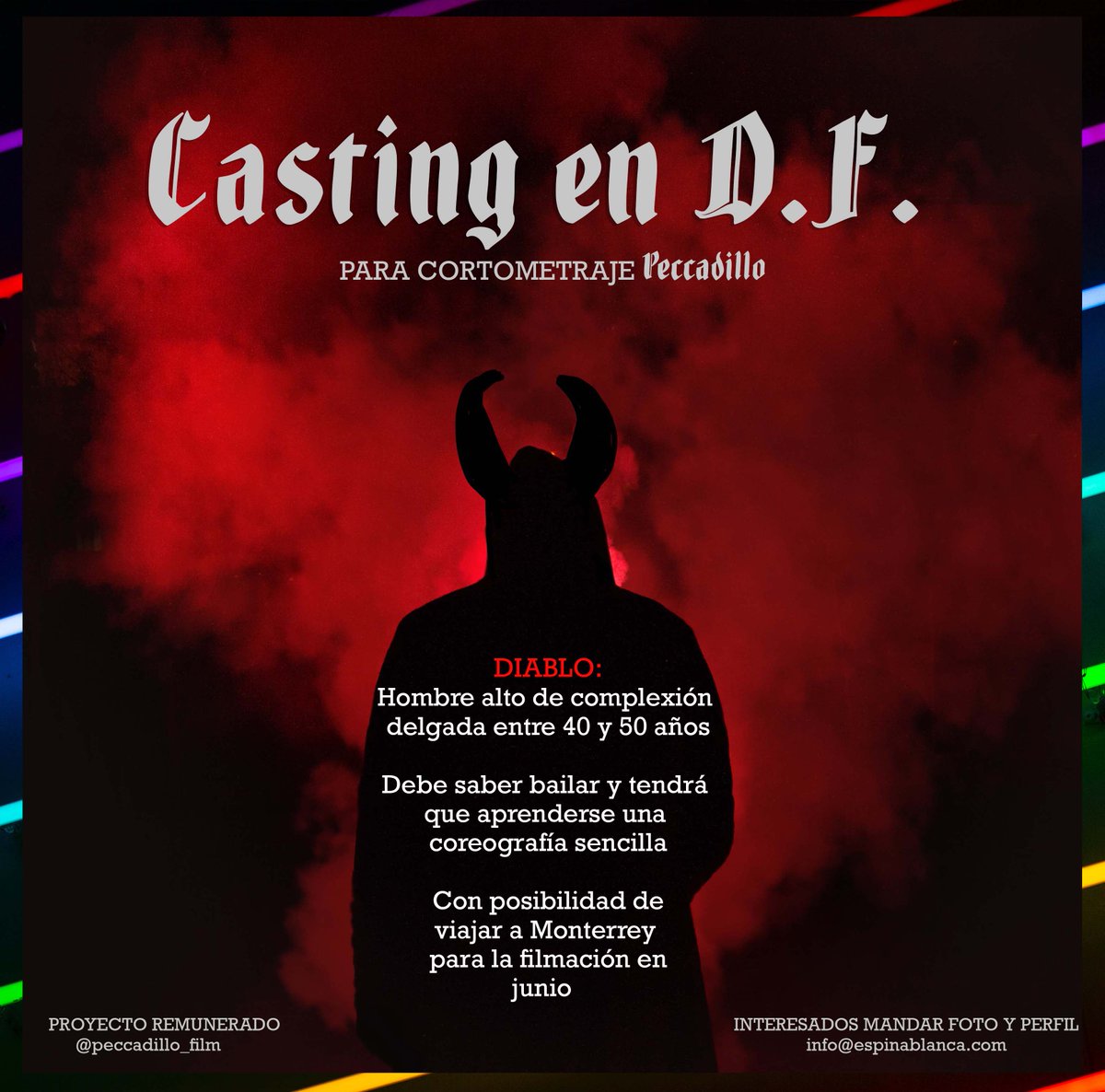 sofilala's tweet photo. CASTING DIABLO PARA CORTOMETRAJE PECCADILLO... info@espinablanca.com #cortometraje #castingdf #castingmexico https://t.co/4OWkTQvfAx