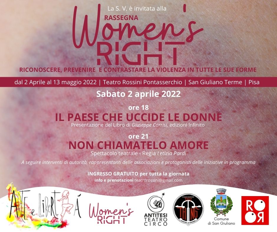 pizzicarms's tweet photo. Una occasione per ricordare come il #femminicidio è presente tutti i giorni non solo quando c'è se ne ricorda.
 #letmelive.

Presentazione del volume "Il paese che uccide le donne" il 2 aprile alle ore 18.00 #teatrorossini #pontasserchio #sangiulianoterme #pisa https://t.co/eXkK0mzB89