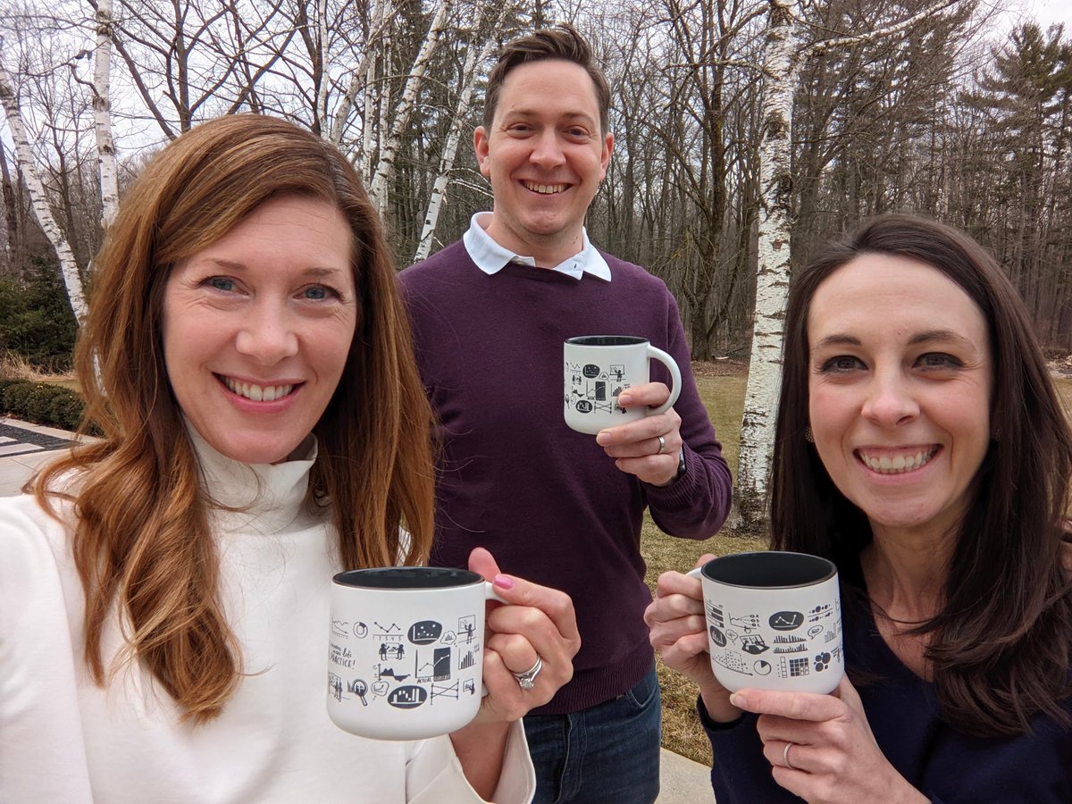 storywithdata's tweet photo. Look who stopped by for a cup of coffee today! So great to see teammates @mrroweuk &amp; @EHricks IN PERSON.

Want to caffeinate like we do at SWD? The next 3 mug orders get a complimentary bag of our craft-roasted coffee: https://t.co/ZzGBuUcpro https://t.co/OxwqGcd4Pd