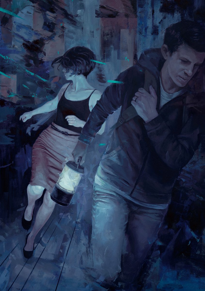 More art for Dark Matter by <a href="/BlakeCrouch1/">Blake Crouch</a> from <a href="/SuntupEditions/">Suntup Editions</a>! “Ampoules Remaining”, oil on panel, 13”x19”, NFS. One of my favorite things is exploring mark-making and textures to get across the energy in scenes like this one.