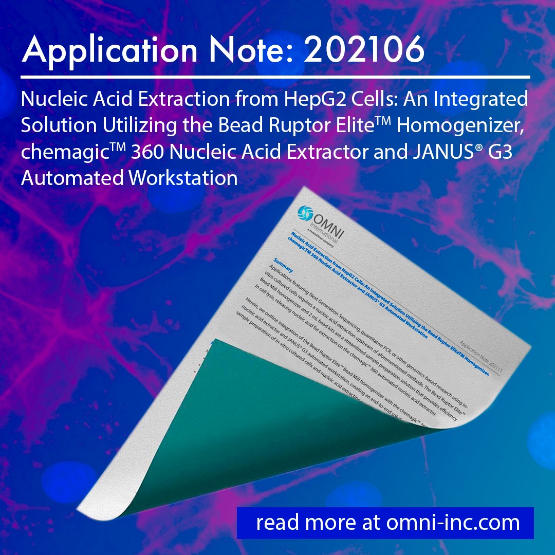 OmniInc's tweet image. OMNI scientists outline an end-to-end solution for sample preparation of in-vitro cultured cells and nucleic acid extraction workflows. For more information about the research read here: bit.ly/3iPYQ9e #homogenizer #science #homogenizing #hepg2cells #cells #automation