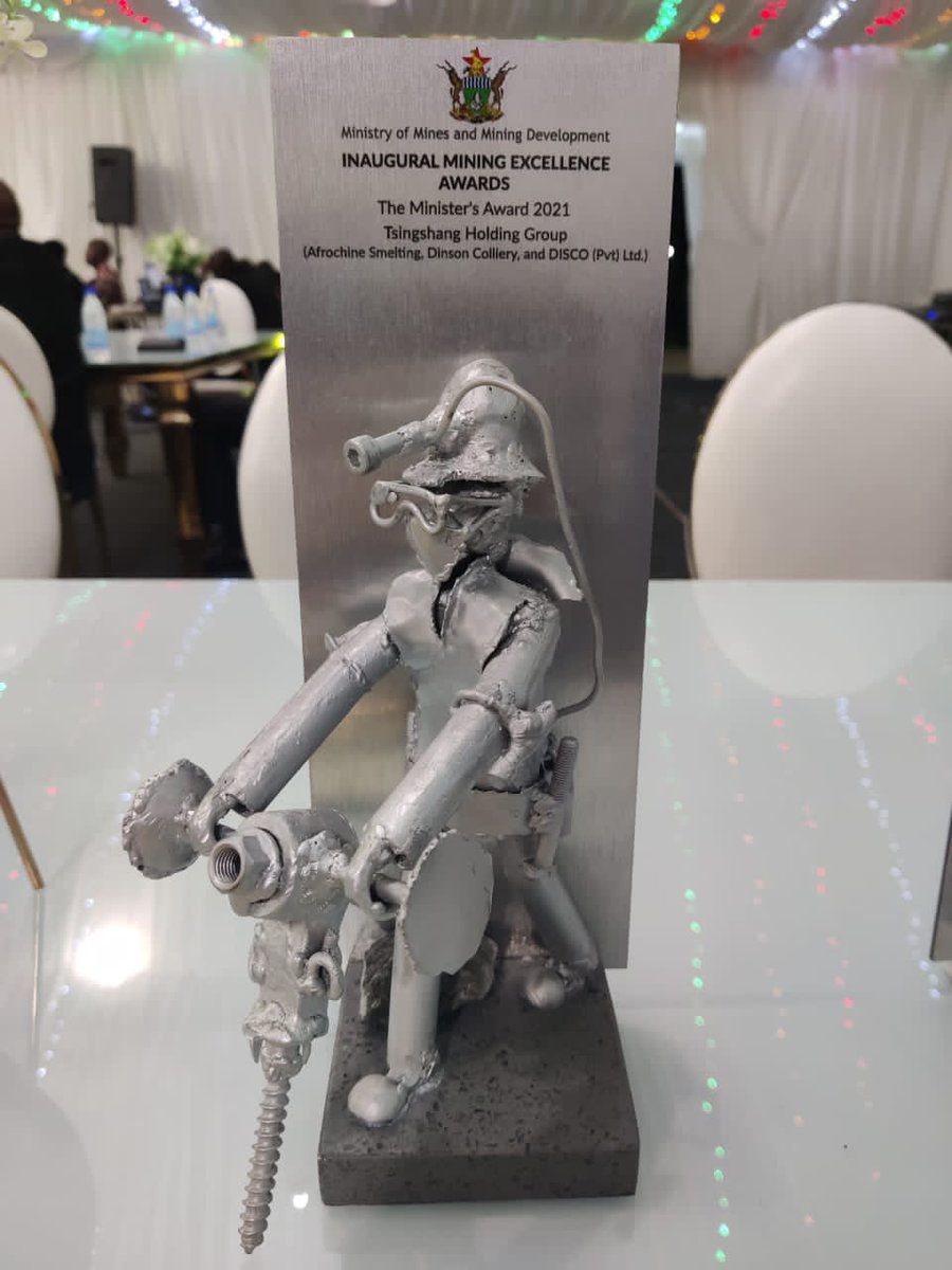HONOURED...
On March 29, we were conferred with two accolades at the inaugural Mining Excellence Awards held at a glitzy event in Harare. #Afrochine is Ferrochrome Producer of the Year, while parent company, Tsingshan, which includes <a href="/Disco_Zimbabwe/">Dinson Iron & Steel Company Zimbabwe (Disco)</a> got special Minister's Award.