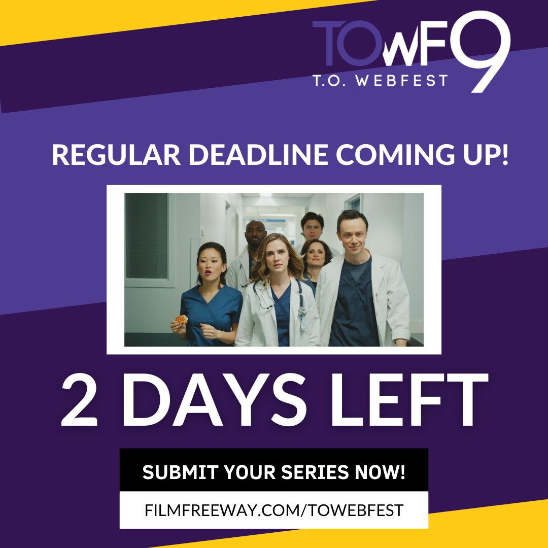 Two days until the regular deadline ends!

#webseries #contentcreator #festival #filmfestival #producer #production #awardwinning #awardsshow #screenwriter #digitalseries