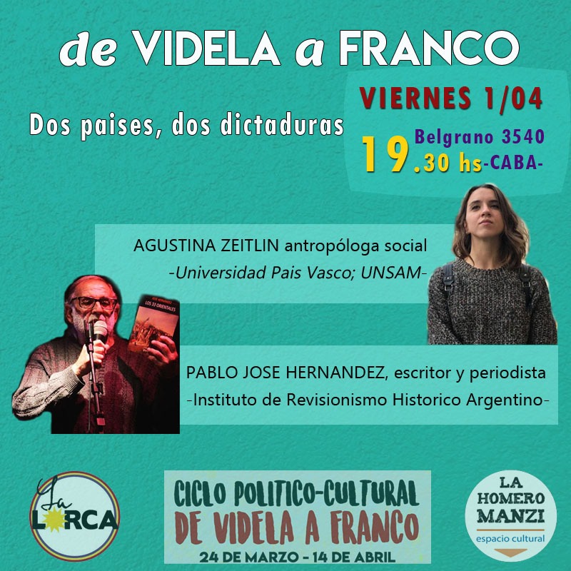 LaGarciaLorca's tweet photo. Dictadura o genocidio? centros clandestinos de detención o campos de concentración? la dictadura franquista y la dictadura argentina, tuvieron el mismo objetivo? qué rol tiene la sociedad en la construcción de la memoria? qué rol tuvo el Estado? monarquía o República? https://t.co/v2K3zRxM1n