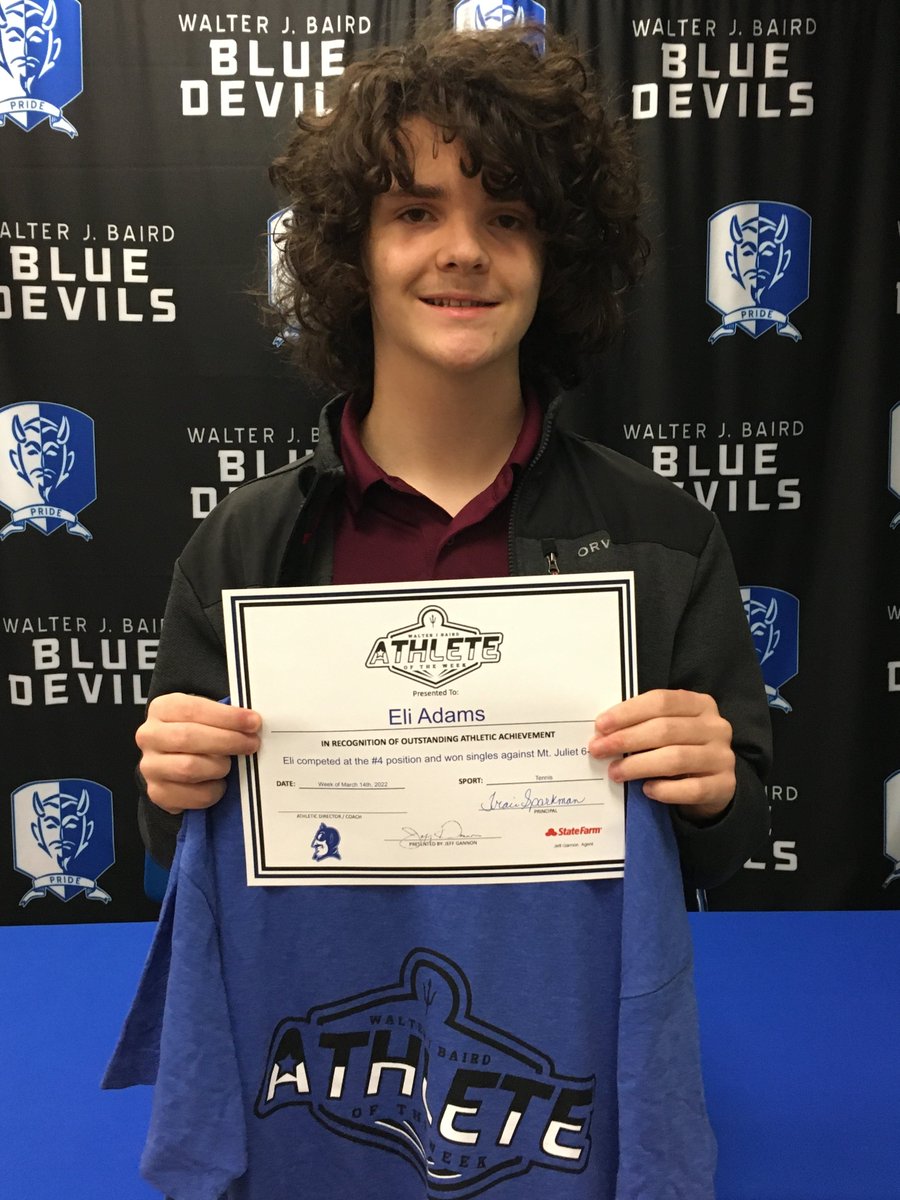 WJBbluedevils's tweet photo. Tennis Devils
Jeff Gannon State Farm Athlete of the Week
Eli Adams 
Week of March 14th
Eli Adams #4 position, won singles against Mt. Juliet 6-2

@agentjeffg

@WalterJBaird https://t.co/zFpABkZT3o