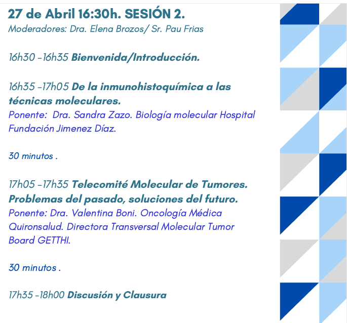 Muchas gracias @xmielgo y @Juan_Fco_M por centrar los grandes retos presentes y futuros en cáncer raro y COD que seguiremos desarrollando en las próximas sesiones. El 27 de abril hablaremos de las nuevas técnicas de diagnóstico y los comités moleculares de tumores.