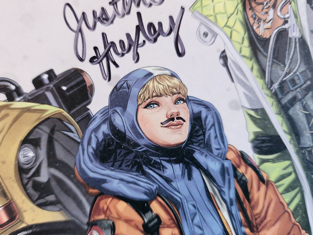 _moyparra's tweet photo. 📝 the other day I found my Apex signed poster and I was immediately reminded of @VinceZampella's 𝘤𝘰𝘯𝘵𝘳𝘪𝘣𝘶𝘵𝘪𝘰𝘯 to it... drawing a mustache on my Wattson! 😅 maybe he was hinting at a future skin?? 🤔 https://t.co/LQSUrLEFyx