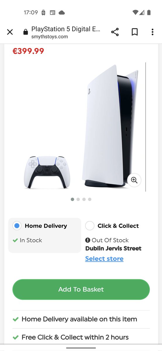 Flynnbarr's tweet photo. @judy_harmey Hey Judy, PS5 Digital is on Smyth's right now. Available for home delivery only. https://t.co/CEUCtS7yiO