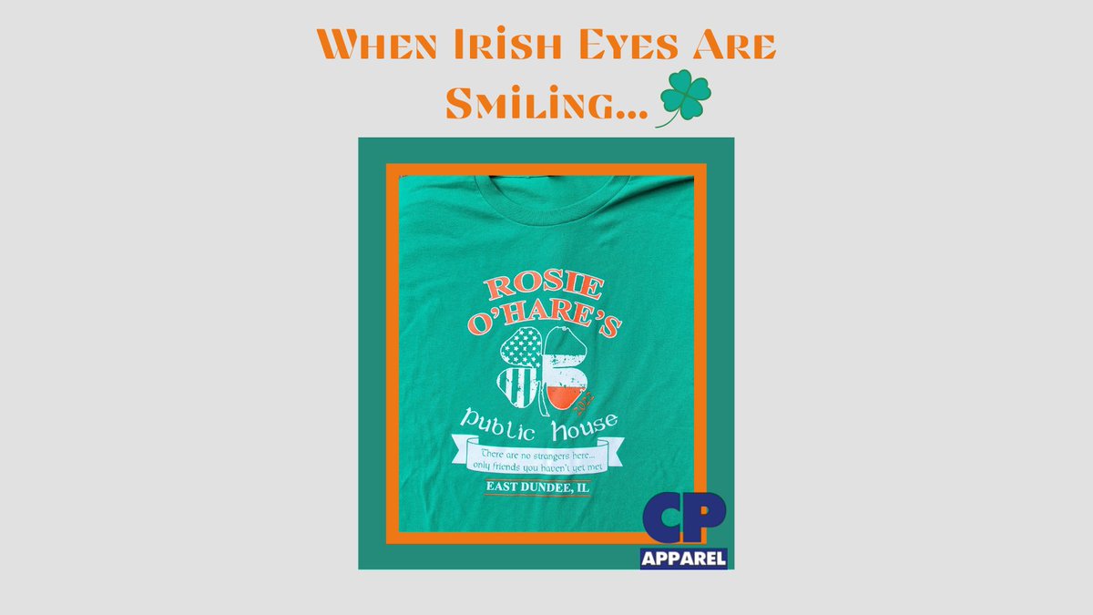 CPApparelInc's tweet photo. @RosieOHare'sPublicHouse is a great place to hangout with old friends &amp; new! Thanks for letting us provide your great looking #tees...all eyes are smiling! 🤩 #CPApparelinc #helpingbusinessesexpressthemselves
https://t.co/bYDB7eEiHm https://t.co/PpDtnbqcM0