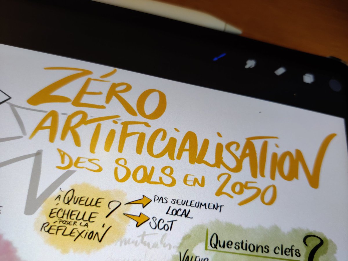#Scribing du jour sur le #zan #zan2050 Zéro Artificialisation des #Sols a horizon 2050. #facilitationgraphique