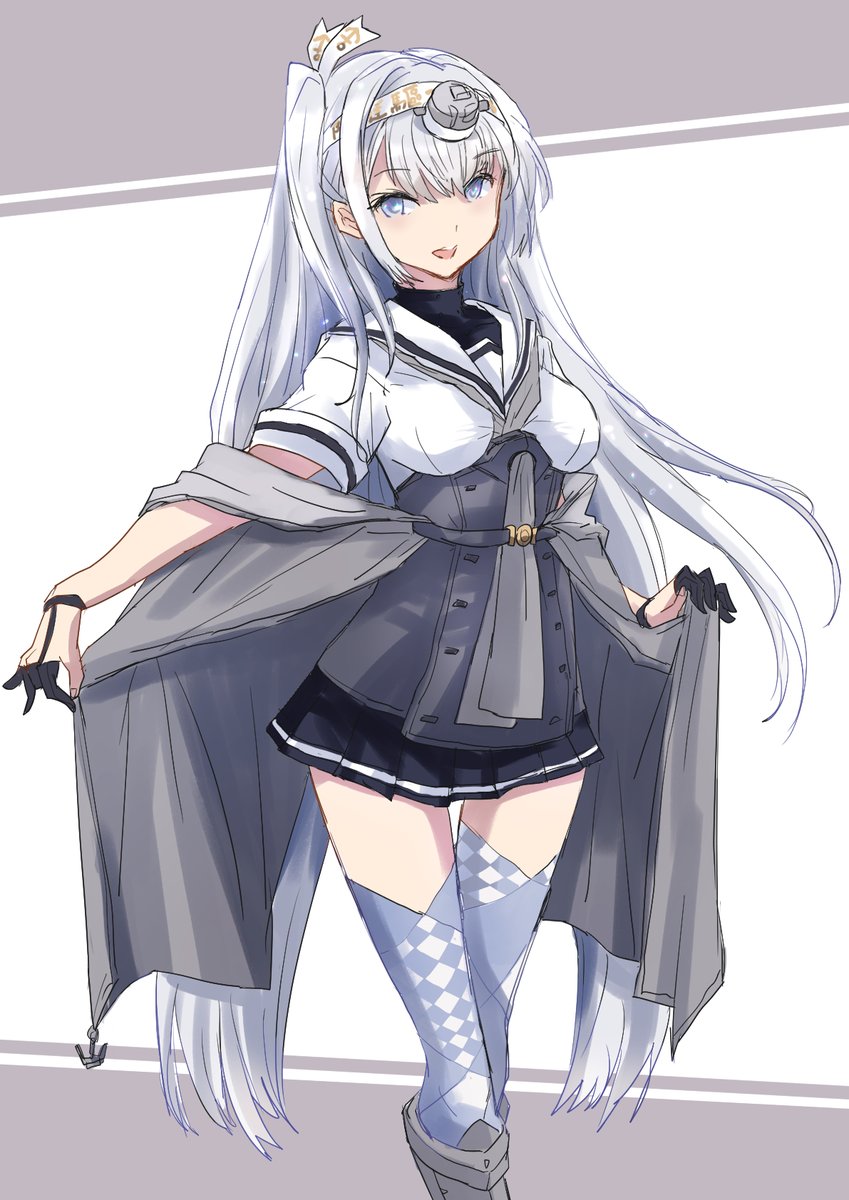 1girl solo grey neckerchief long hair gloves sailor collar white sailor collar  illustration images