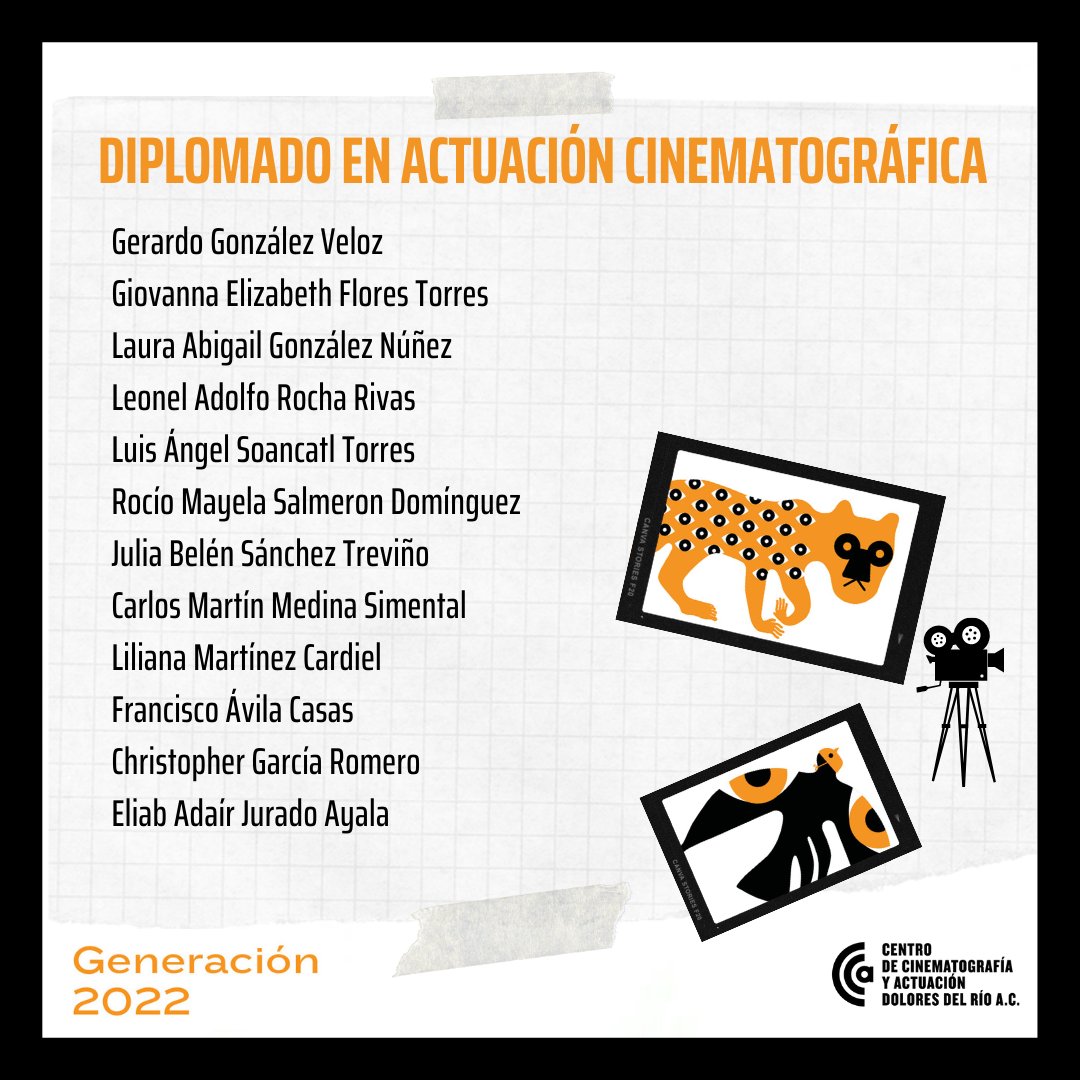 BIENVENIDA GENERACIÓN CCA 2022🎬
Agradecemos a todos los aspirantes por haber concluido y participado en la Convocatoria 2022 del Centro de Cinematografía y Actuación Dolores del Río A.C. La cantidad de personas interesadas supero nuestras expectativas. ¡Gracias por su confianza!