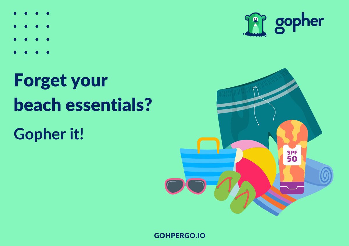 GopherMobileApp's tweet photo. Imagine it: you’ve just arrived at your vacation resort and you’ve forgotten your beach essentials, but you’re not stressed because you know you can Gopher it!
#gopher #gopherapp #errands #delivery #pickup #raleigh #raleighnc #durham #lovelocal #smallbusiness https://t.co/jBgqxoDYte