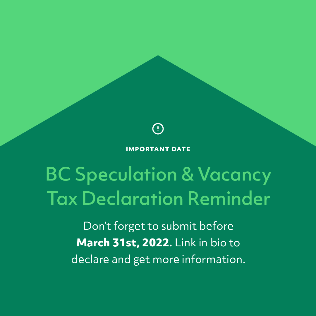dexterrealty's tweet photo. Reminder to submit your declaration for the BC speculation & vacancy tax before March 31st!
#bcspeculationtax #yvrre #vanrealtor #VanRE #BCRE #vancityrealestate #yvrrealestate #yvrrealtors #yvrrealtor #vancouverre #vancouverrealestate #dexterrealty https://t.co/3rm2Q3OLjF