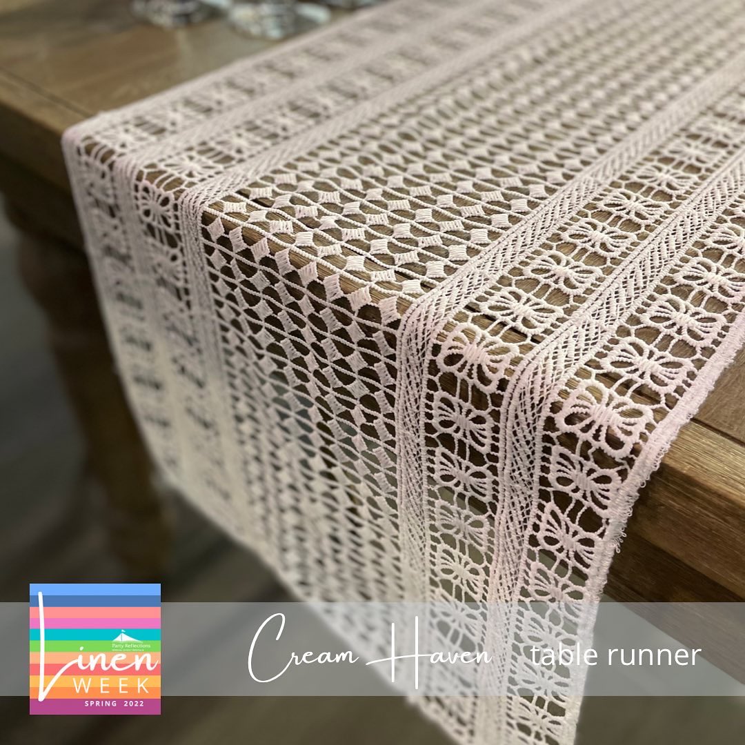 PartyReflection's tweet image. Day 3 of #PRLinenWeek is live🎉 Today we launched a new item called Haven and it is available in Cream and Oatmeal, in table runners and overlays. It has an earthy boho macrame vibe  #PRexperience 
#eventrentals #specialeventrentals #linenrentals #nceventrents #sceventrentals