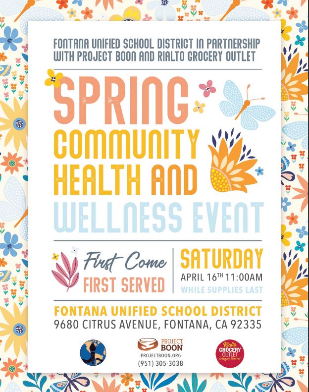 Families, FUSD will be hosting a Spring Community Health and Wellness Event on Saturday, April 16, 2022 @ 11AM.  Please visit the website for more information. 
projectboon.org/spring-health-…