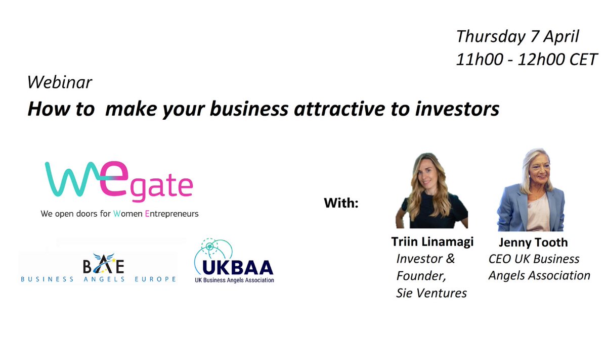 #womenentrepreneurs, come learn what makes a business attractive to investors at our Webinar 