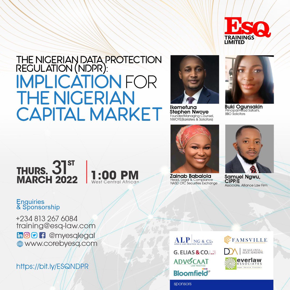 We are having a free webinar on the implication of NDPR on the Nigerian Capital Market.

Are you interested?

Register Here
bit.ly/ESQNDPR