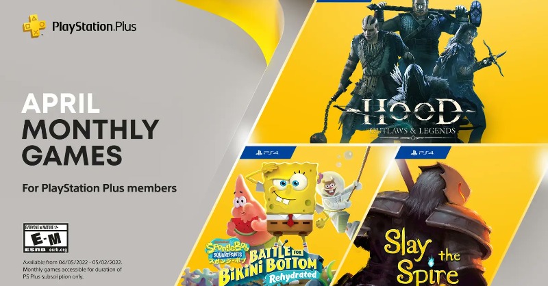 Aprils Playstation Plus Games have been announced as Hood: Outlaws and Legends. Spongebob Squarepants: Battle For Bikini Bottom Rehydrated and Slay The Spire!