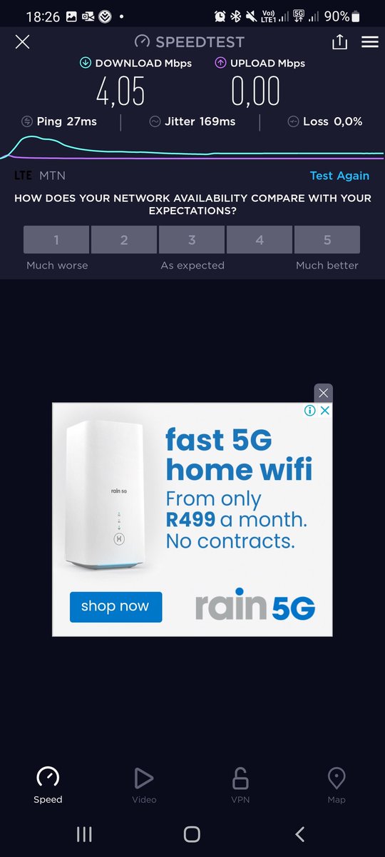 fnolte's tweet photo. @MTNza Stellenbosch Central 5G mtn speeds are always terrible. Is this just congestion? https://t.co/EM1NAHuYv5