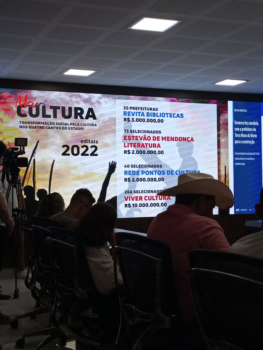 vicentemaranhao's tweet photo. Hoje foi o lançamento dos #editais do @GovernodoMT para a #Cultura. São 04 #editais que somam 17 milhões para projetos culturais! Meus parabéns ao secretário Alberto Machado e a equipe da #SecelMT pelo trabalho maravilhoso para o fomento da cadeia produtiva de cultura de MT! https://t.co/5yUq7McyHx