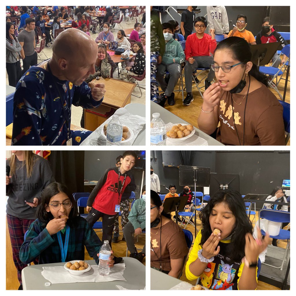 WSedler's tweet photo. Is there anything better than watching Mr. Karatz shove munchkins in his mouth while wearing a onesie during the Day 3 BOTC challenge @WWMSEdison ?! Tomorrow is the big day- see you after school for the final competitions! @ChristyYascko #GoChallengers https://t.co/DGuo6nQg3O