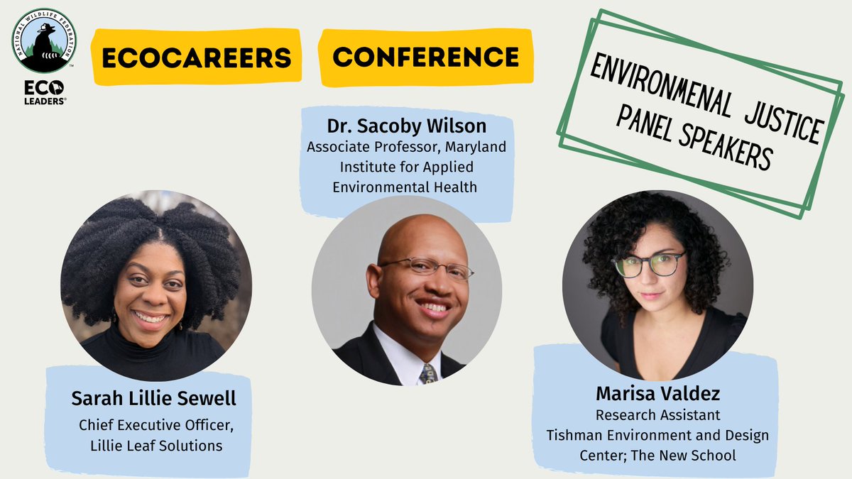#EcoCareers2022 is one week away! Register to build your pathways to a sustainable careers and hear from inspiring speakers like these featured on our #EnvironmentalJustice Panel. rebrand.ly/EcoCareers2022