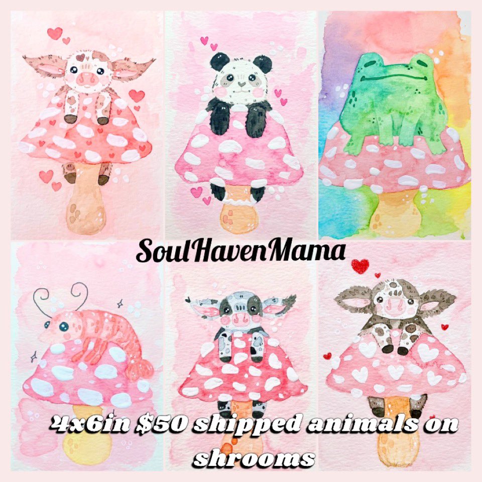 Animals on Mushies 💖
Dm me if you’re looking to commission a painting! 😊✨