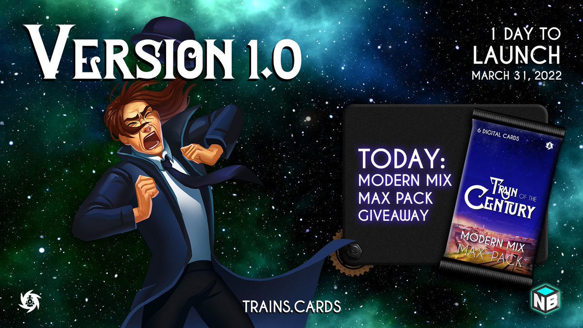 CenturyTrain's tweet photo. To celebrate the VERSION 1.0 release 🚂🚂
We're doing giveaways everyday through 3/31!

Winner is announced at Noon the next day.
1. Follow Us
2. Like this tweet
3. Quote Retweet + Tag 2 Friends
4. Comment Wax Address

#NFT #waxp #nftgiveaway #gamefi 
#NFTCommunity #nfts #NFTGame https://t.co/3EVweuajeq