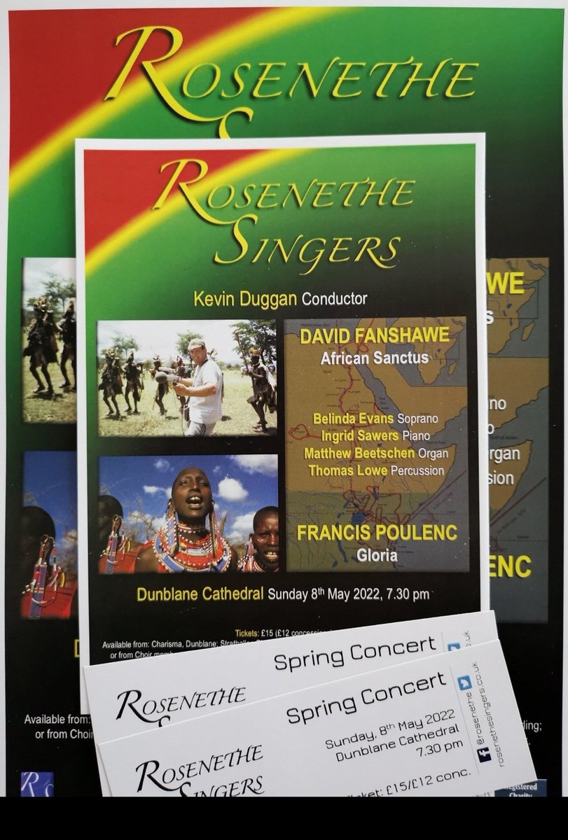 rosenethe's tweet photo. Posters, flyers & tickets all ready to go!
Programme starts with Poulenc's exuberant 'Gloria' followed by Fanshawe's extraordinary 'African Sanctus'.
#gettingexcited #singingagain #poulencgloria #fanshawe #africansanctus #musicstirling https://t.co/MoWATtkAb7