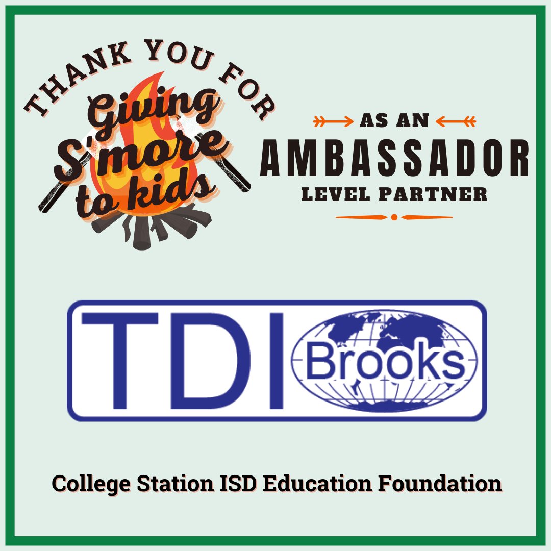 TDI Brooks International is GIVING S'MORE TO KIDS through a partnership with the Education Foundation as an AMBASSADOR Level Partner in support of @CSISD students and educators!
See what SWEET things we are doing together: givetokids.csisd.org/programs/overv…
 #wegavesmoretoCSISDkids
