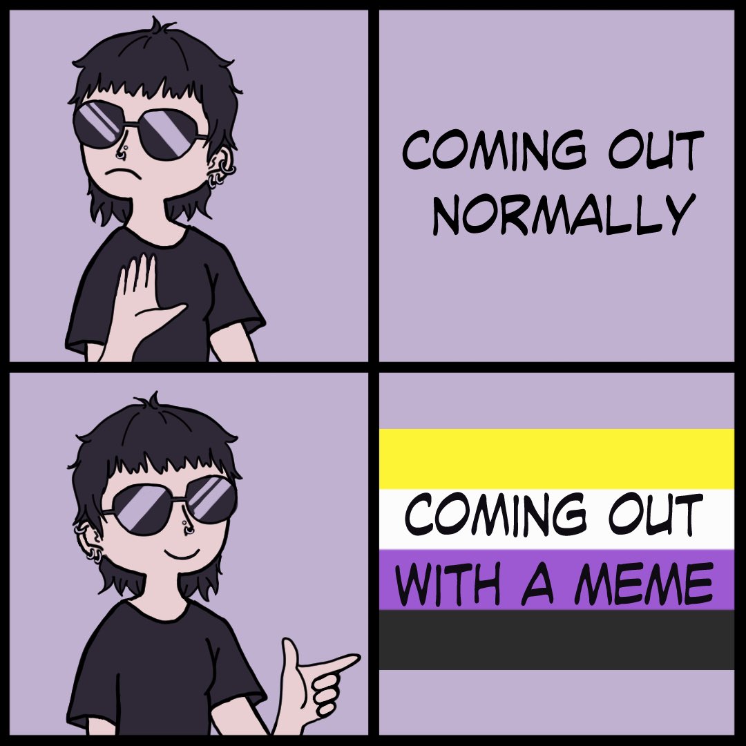 grumpy_an_'s tweet photo. Yes I made this meme.โ๏ธ
Yes Iโm coming out.๐ช
Yes Iโm an enby.๐ง๐ป
Thank you for listening.๐ซก
Btw if you read this youโre hot. โค๏ธโ๐ฅ
#enbymemes #enby #nonbinary #nonbinarymemes #LGBT #LGBTQ https://t.co/9G1q2GLXf1