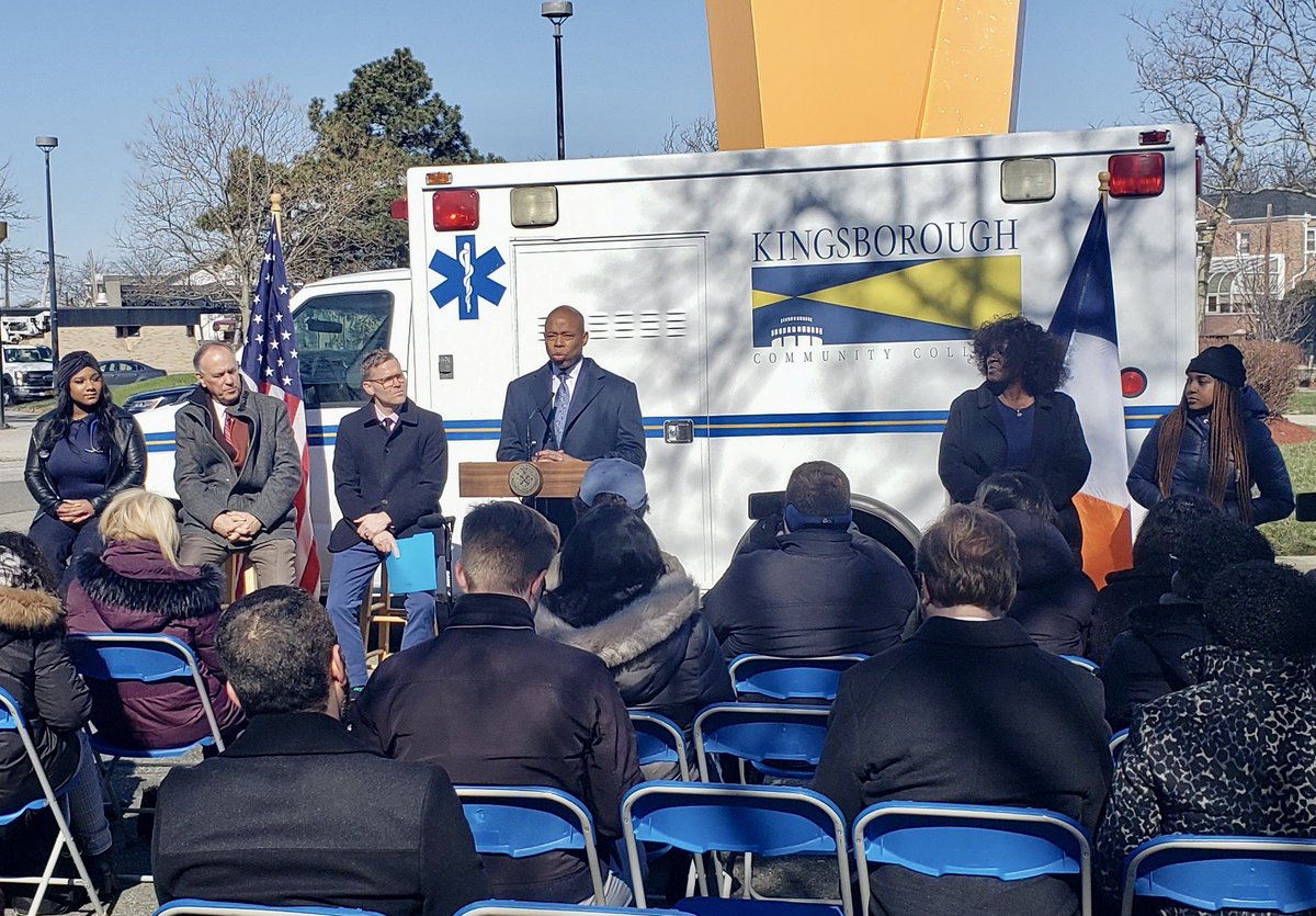 KBCCPSD's tweet photo. The City University of New York  Chancellor Matos Rodriguez @cunychancellor along with the NYC Mayor Eric Adams @nycmayor and Kingsborough Community College President Claudia Schrader @kingsboroughpres announced yesterday a new career training program for youth in foster care. https://t.co/WvjLBFAst1