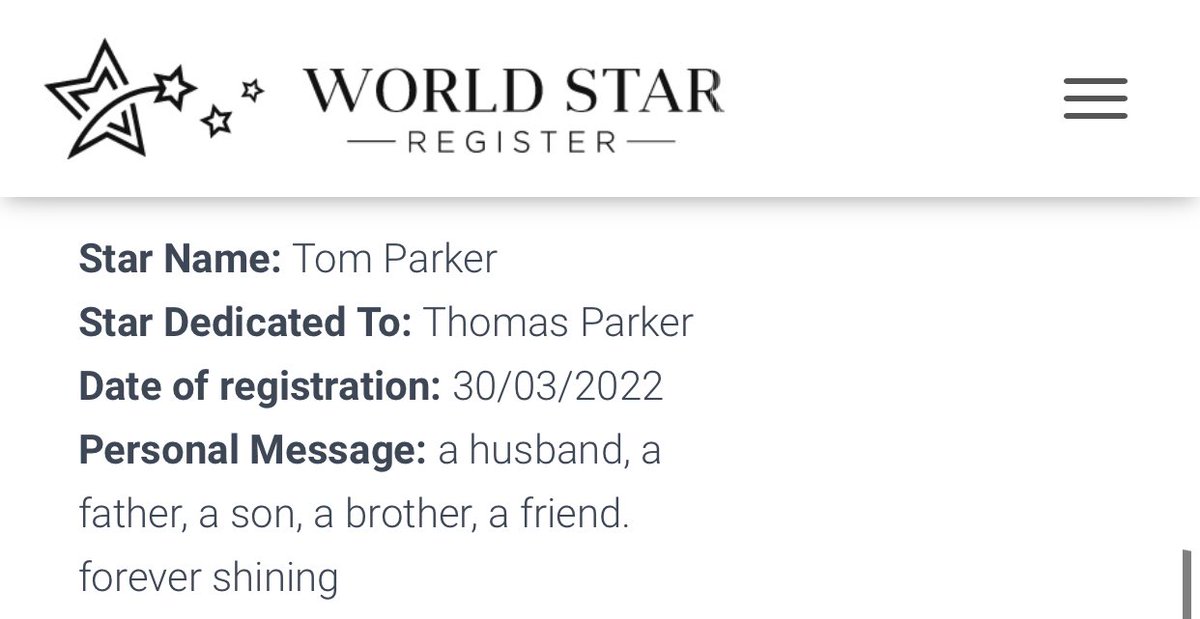 allaboutnicole_'s tweet photo. I bought a star,for our tom💫 

because thats what he is. he may no longer be on earth, but he is forever shining,looking down.for his kids, to look up and say “daddy is a star” 

sending so much love to everyone - @thewanted @MaxGeorge @JayMcGuiness @NathanSykes @SivaKaneswaran https://t.co/aG2nYEQy3f