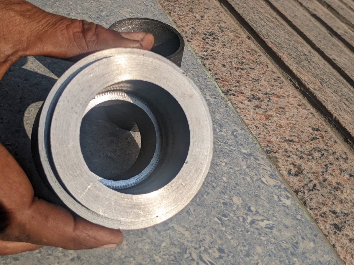 clinton_atspace's tweet photo. Today I almost completed Nozzle insert and body. I'm very happy with the fit which I achieved in a lathe 😀 (2/n)
@rocketgyan @gareebscientist @Mr_GK_Tamil @RcSboii @Astro_Neel #hybridrocketengine
#space #rocket https://t.co/M2j5qKDlvT