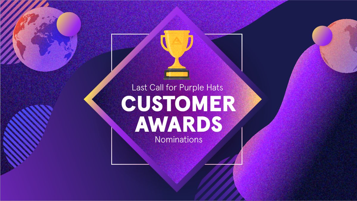 Calling all trailblazers, purple teamers, and community builders!

Time ⏰  is running out to submit for our first annual #PurpleHatsConf Customer Awards. Get your submissions in today to be considered for these illustrious inaugural awards! Learn more: bit.ly/3NlOUSI
