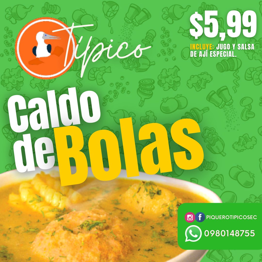 piquerosec's tweet photo. Programen su pedido con 1 día de anticipación. 🛵 Costo de envío según zona.
#Caldo #CaldodeBolas #Comidatípica #ComidaCriolla #Entrada #Delivery #Parallevar #adomicilio #Guayaquil #Ecuador #Piqueros #PiquerosTípico https://t.co/l3NjotYmTg