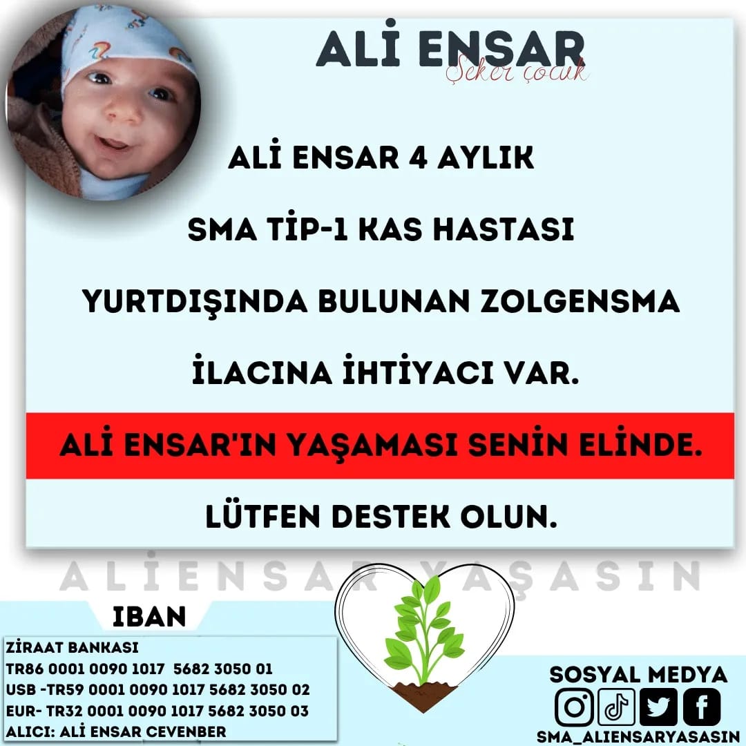 memi06k's tweet photo. Ali ensar 4 aylık SMA Tip-1 dediğimiz ölümcül kas hastası Bilinçli bir birey olarak  bebeğimize sosyal medya mecralarından takip edip paylaşmanızı her türlü desteklerinizi eksik etmemenizi  önemle rica ederim. Ali ensar yaşasın...
@saglikbakanligi @acunilicali @haluklevent https://t.co/Y6Lw9fqSSE