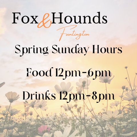 ☀💐 Spring has Sprung 💐 ☀ 

Now that the clocks have gone forward and the days are longer, our Sunday opening hours are increasing, so we can enjoy those sunny Sunday evenings!

#sun #spring #sunday #openinghours #roastdinner #FoxandHounds #chichester #sussex #funtington