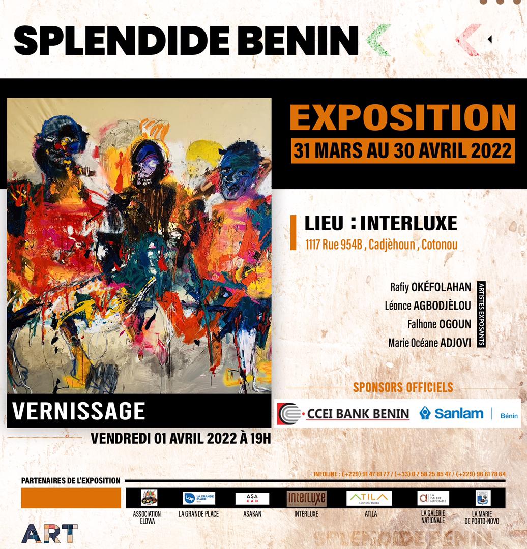 dekaapp's tweet photo. Expo / Splendide Bénin avec Rafiy Okefolahan , Léonce Agbodjèlou , Falhone Ogoun et Marie Adjovi à Interluxe du 31 Mars au 30 Avril 2022.
Vernissage le 1 Avril 2022 à 19h
#Dekaapp #Waxeho #artcontemporain #BeninArt #Tognidaho https://t.co/JIX1SpeNRT