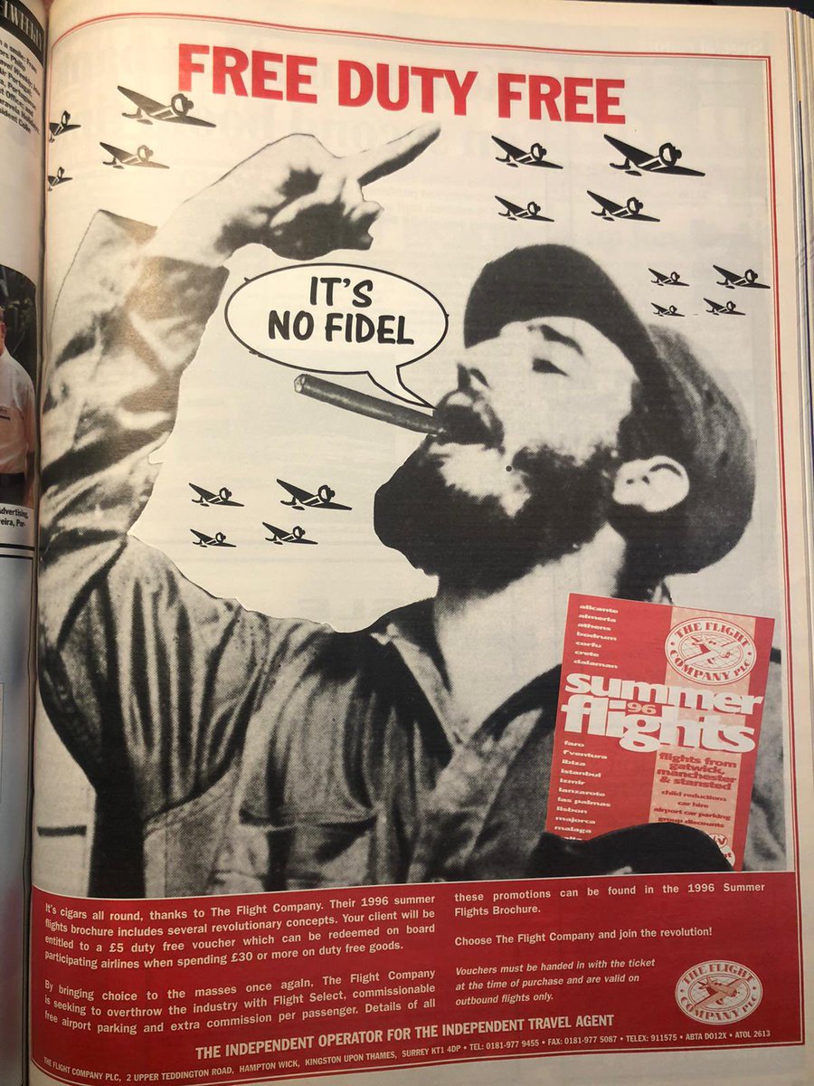 Max_al_Ferrer's tweet photo. Found this incredible ad campaign for a mid-90s travel agent today. I love when ‘the end of history’ takes the form of unabashed endzone dance https://t.co/yPm2v4MZmv