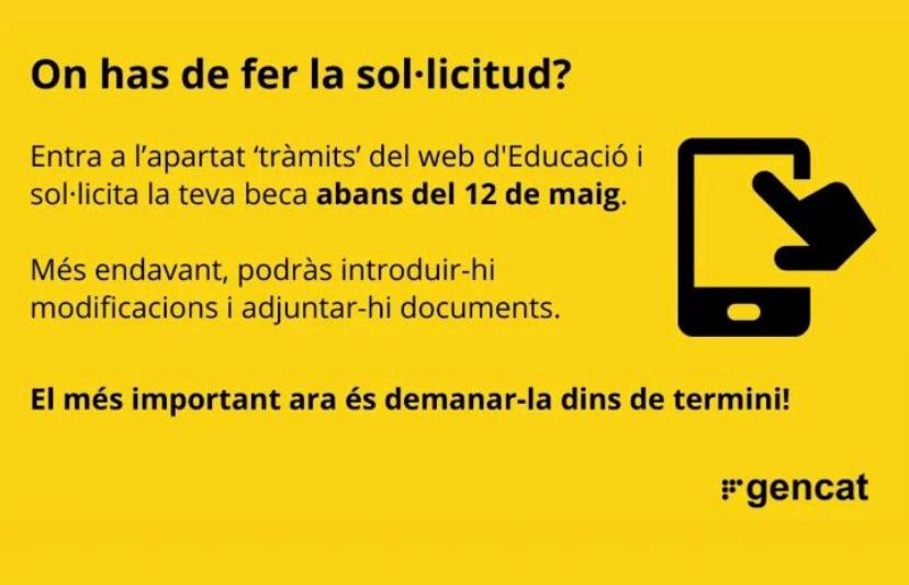 Demana cita prèvia al Punt-Connecta si necessites ajuda trucant al 977944228 fes-la tu mateix al següent enllaç: educacio.gencat.cat/ca/tramits/tra… #beques #gencat #estudis