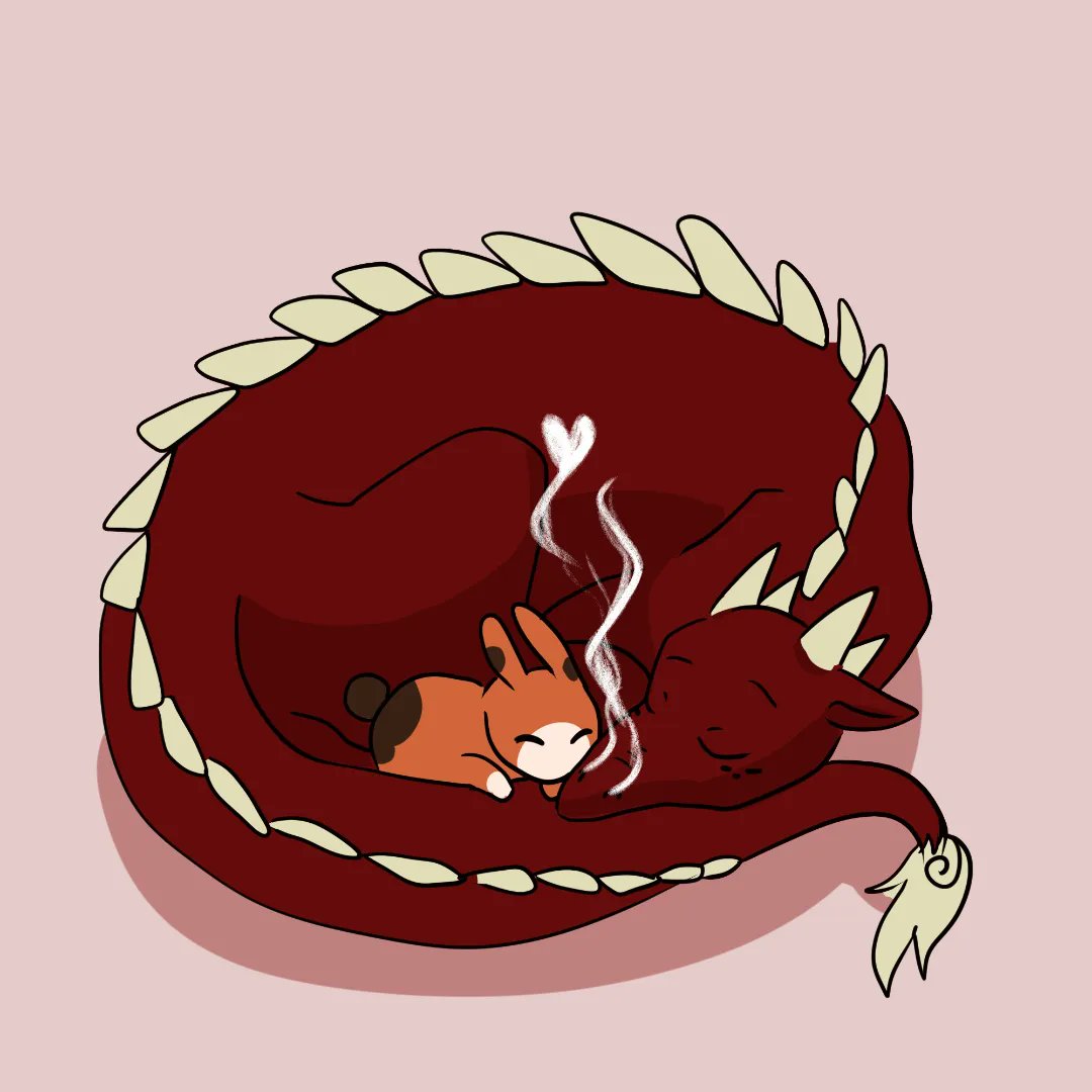Thewanderingwi2's tweet photo. Let's get back on #martch2022 with the Sharp & Soft prompt ! I had to pick Fenrir the spiky dragon with his little bunny boyfriend Tokki (from @am_iaou ) https://t.co/STh8U0dQRF