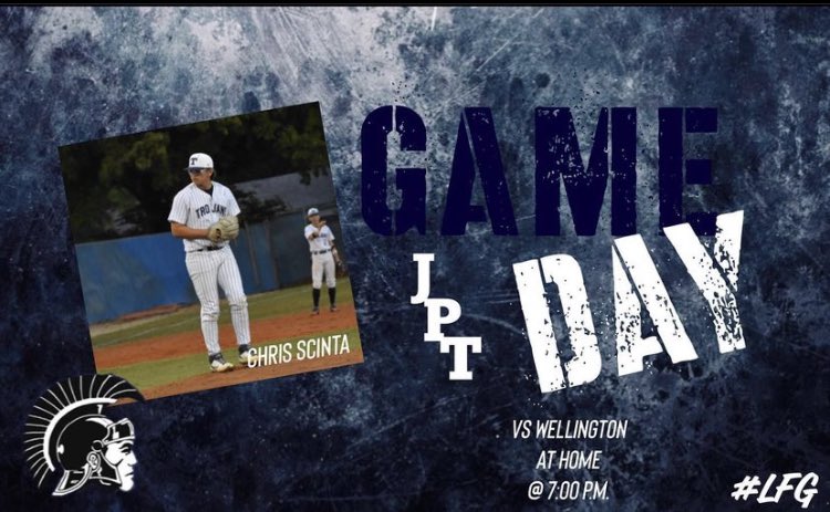 JptBaseball's tweet photo. Game Day! Varsity will host the Wellington Warriors tonight at 7pm! Pack the House!!
#JptPride #ForStein19 #LFG #NoPressure @jpttrojans @JGiummule @PBRFlorida @Coralspringsfla @Florida_PG https://t.co/CPnzXCpZdZ