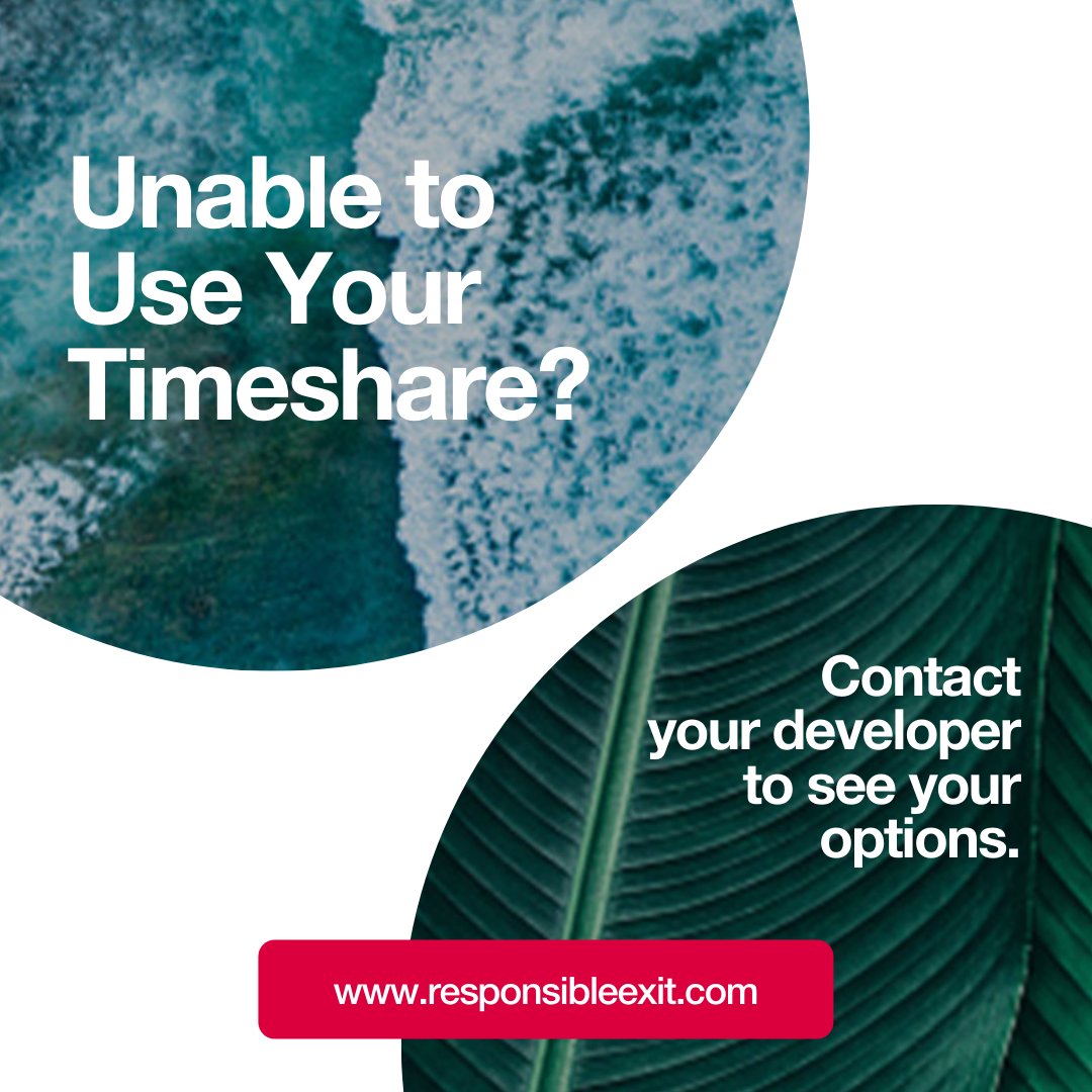 Your #timeshare developer will often have free or low cost exit options available to owners who can no longer take full advantage of their ownership. ⁣Visit our website for more exit resources and help contacting your developer! #timeshareexit responsibleexit.com/?utm_campaign=…