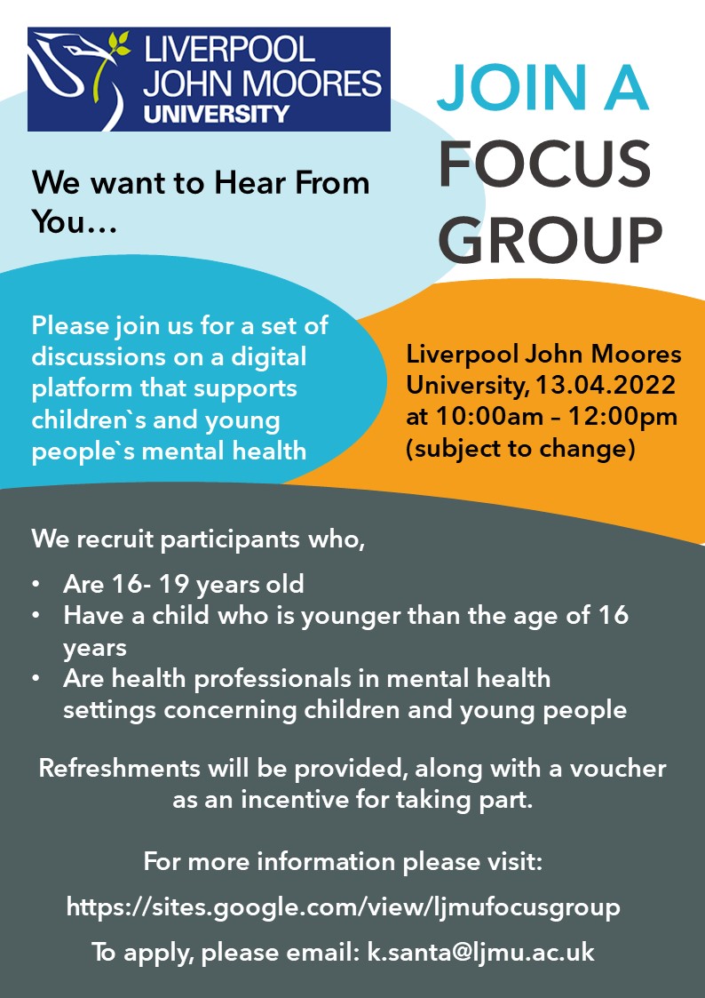 LJMU Living Lab (@labljmu) on Twitter photo The Living Lab research team (<a href="/LabLjmu/">LJMU Living Lab</a>), in collaboration with Alder Hey Children`s Hospital, is conducting a focus group to support mental health for CYP and families. Please share or get in touch to take part. <a href="/LJMU_Health/">LJMUHealth</a> @LJMUinnovation <a href="/AlderHeyInnov/">Alder Hey Innovation</a> The Living Lab research team (<a href="/LabLjmu/">LJMU Living Lab</a>), in collaboration with Alder Hey Children`s Hospital, is conducting a focus group to support mental health for CYP and families. Please share or get in touch to take part. <a href="/LJMU_Health/">LJMUHealth</a> @LJMUinnovation <a href="/AlderHeyInnov/">Alder Hey Innovation</a>