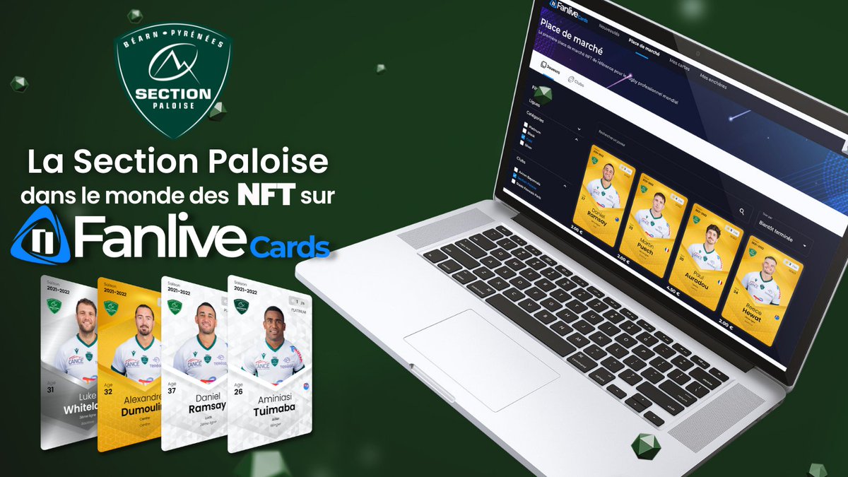 📣 La Section entre dans le monde des #NFT grâce à @FanliveCards, la première marketplace NFT dédiée au rugby. 

🚨 Soyez les 1ers à acheter les cartes NFT de vos joueurs préférés sur la marketplace 👉 fanlivecards.com

#HonhaSection